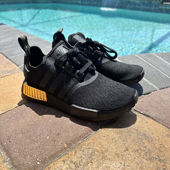 WOMEN'S Adidas Original NMD R1 Black Gold Metallic FV1787